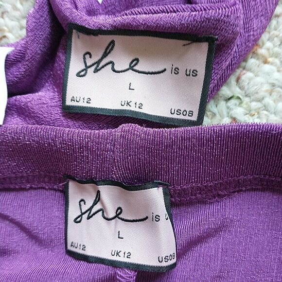 She Is Us Maxi Skirt Top Bra Set L Purple Slinky Stretch Comfort Beach Vacation - Picture 6 of 8